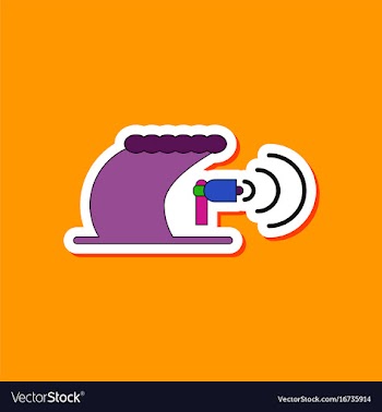 Paper sticker on stylish background tsunami vector image