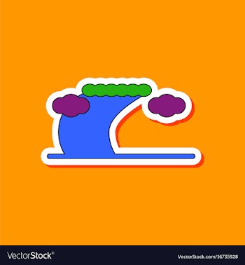 Paper sticker on stylish background tsunami vector image