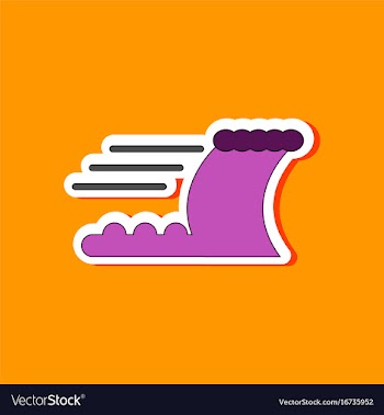 Paper sticker on stylish background tsunami vector image
