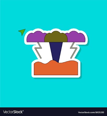 Paper sticker on stylish background tsunami vector image