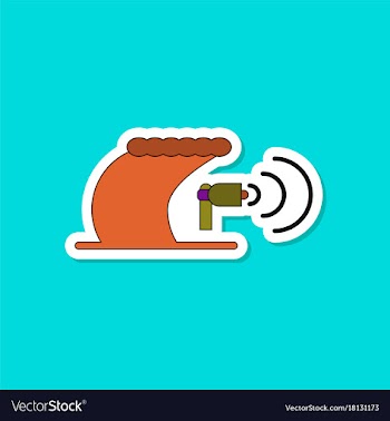 Paper sticker on stylish background tsunami vector image