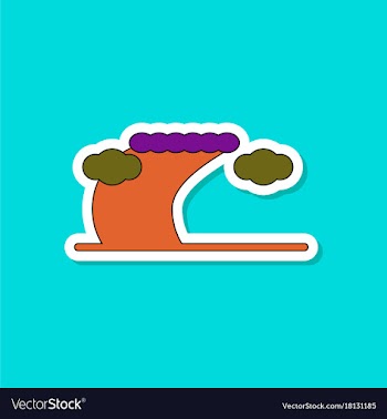 Paper sticker on stylish background tsunami vector image