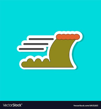 Paper sticker on stylish background tsunami vector image
