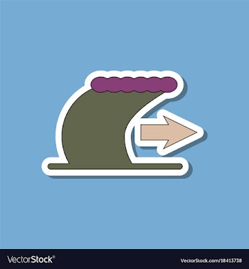 Paper sticker on stylish background tsunami vector image