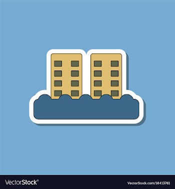 Paper sticker on stylish background tsunami vector image