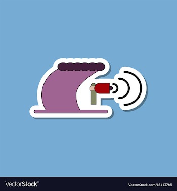 Paper sticker on stylish background tsunami vector image