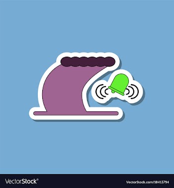 Paper sticker on stylish background tsunami vector image