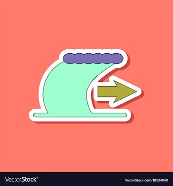 Paper sticker on stylish background tsunami vector image