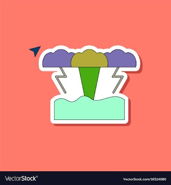 Paper sticker on stylish background tsunami vector image