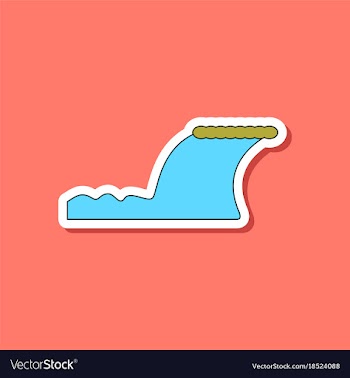 Paper sticker on stylish background tsunami vector image