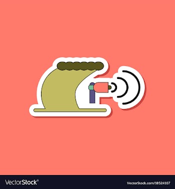 Paper sticker on stylish background tsunami vector image