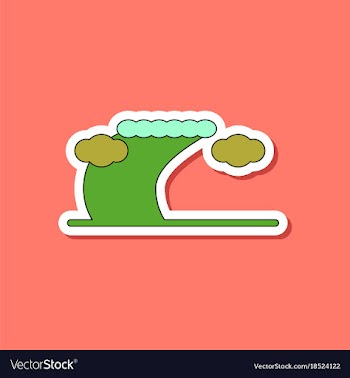 Paper sticker on stylish background tsunami vector image