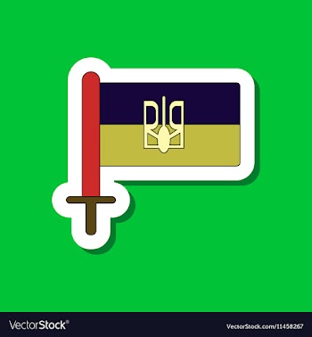 Paper sticker on stylish background Ukrainian flag vector image