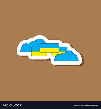 Paper sticker on stylish background ukrainian flag vector image