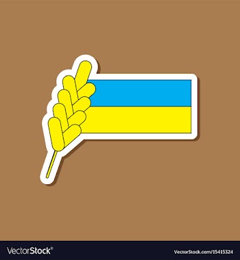 Paper sticker on stylish background ukrainian flag vector image