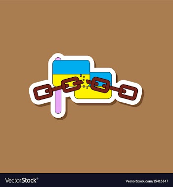 Paper sticker on stylish background ukrainian flag vector image