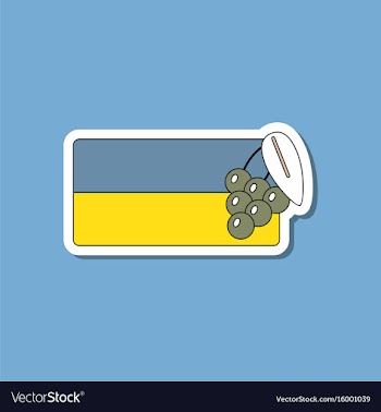 Paper sticker on stylish background ukrainian flag vector image