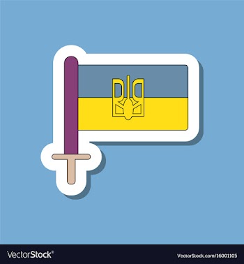 Paper sticker on stylish background ukrainian flag vector image
