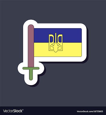 Paper sticker on stylish background ukrainian flag vector image