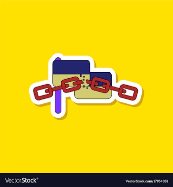 Paper sticker on stylish background ukrainian flag vector image