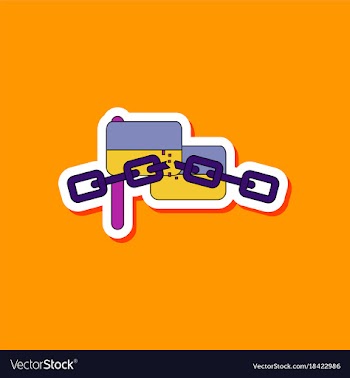 Paper sticker on stylish background ukrainian flag vector image