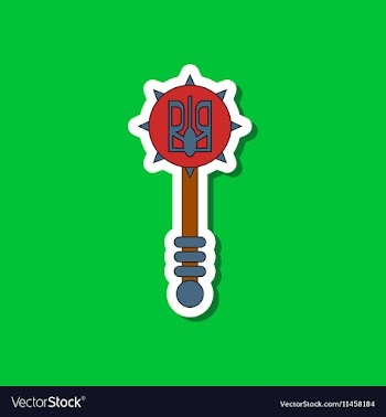 Paper sticker on stylish background Ukrainian mace vector image