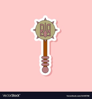 Paper sticker on stylish background ukrainian mace vector image