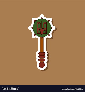 Paper sticker on stylish background ukrainian mace vector image