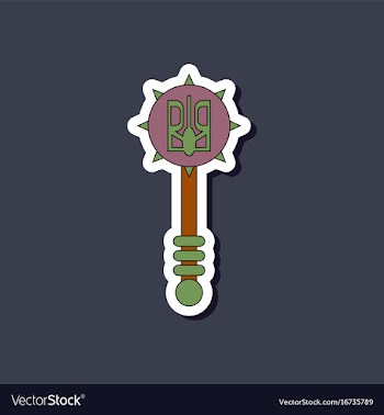 Paper sticker on stylish background ukrainian mace vector image