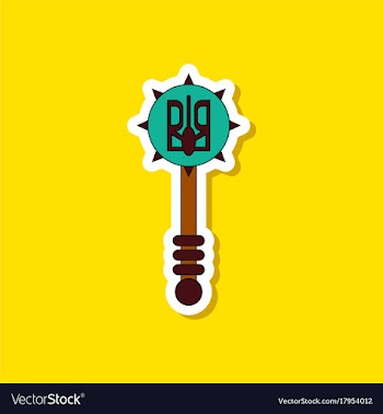 Paper sticker on stylish background ukrainian mace vector image