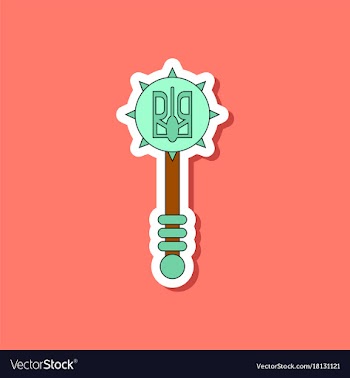 Paper sticker on stylish background ukrainian mace vector image