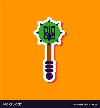 Paper sticker on stylish background ukrainian mace vector image