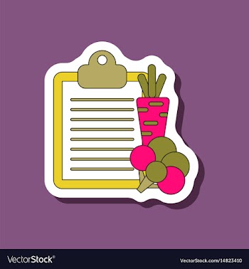 Paper sticker on stylish background vegetable menu vector image