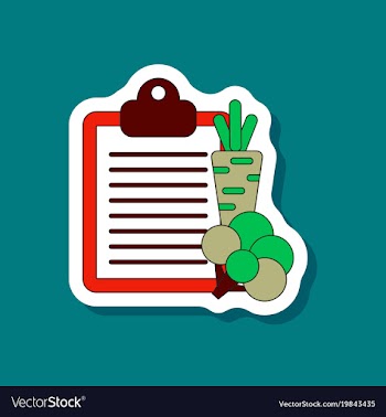 Paper sticker on stylish background vegetable menu vector image