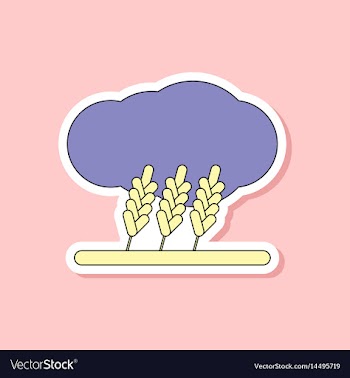 Paper sticker on stylish background wheat cloud vector image