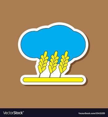 Paper sticker on stylish background wheat cloud vector image