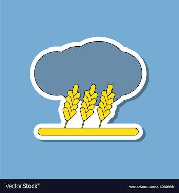 Paper sticker on stylish background wheat cloud vector image