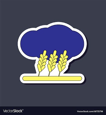 Paper sticker on stylish background wheat cloud vector image