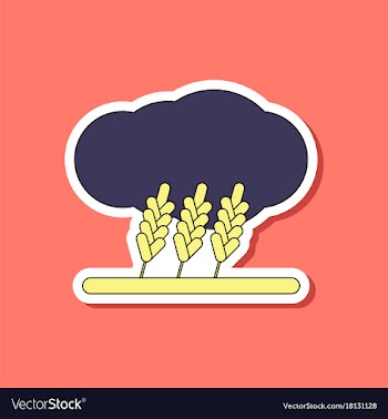 Paper sticker on stylish background wheat cloud vector image