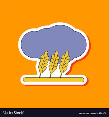 Paper sticker on stylish background wheat cloud vector image