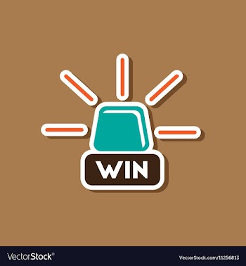 Paper sticker on stylish background Win lamp vector image