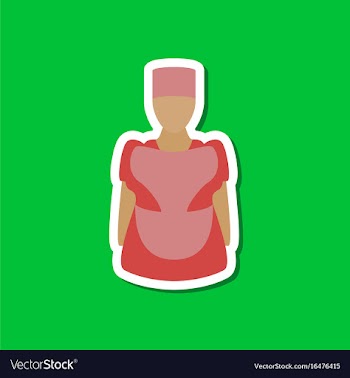 Paper sticker on stylish background woman chef vector image