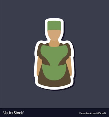 Paper sticker on stylish background woman chef vector image
