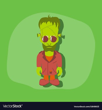 Paper sticker on stylish background zombie men vector image