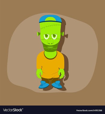 Paper sticker on stylish background zombie men vector image