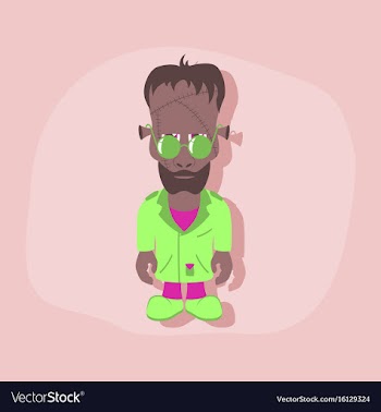 Paper sticker on stylish background zombie men vector image