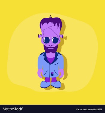 Paper sticker on stylish background zombie men vector image