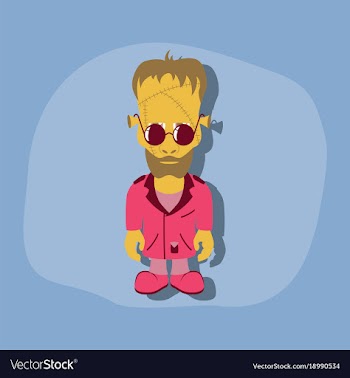 Paper sticker on stylish background zombie men vector image