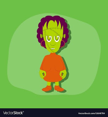Paper sticker on stylish background zombie woman vector image