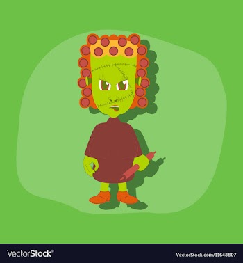 Paper sticker on stylish background zombie woman vector image